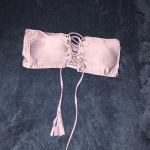 Purple strapless bikini top